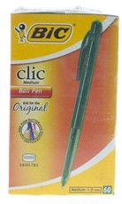 BIC Clic Medium Ballpoint Pens - Green (Box of 60)
