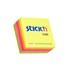 Stick'n 76 x 76 Neon Cubes Assorted - 400 sheets per pad - Box of 12