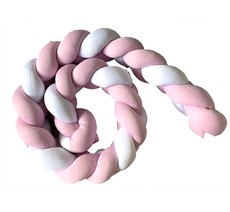 Braided Cot Bumper - 2m White & Pink Combo