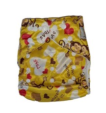 Naughty Baby Cloth Nappy - Yellow Monkey