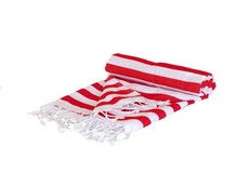 Off To Blue Woven Turkish Beach Towel - Serap Red