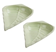 Serving Bowl Ceramic Leaves 18cm - Green 2 Pack