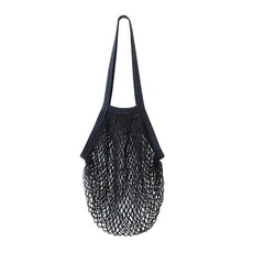 Eco Mesh Cotton Reusable Shopping Bag with Handles - Black