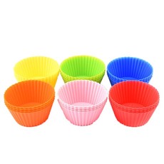 24 Piece Multicolor Silicone Cake Cup MuffinCup Round Shaped Baking Mold