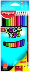 Maped Color'Peps 12 Colour Pencils plus Graphite Pencil and Sharpener