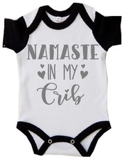 Namaste In My Crib - Black/White Baby Grow