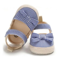 Soft Striped Bow First Walker Summer Baby Girl Shoes