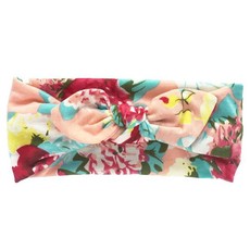 Soft Stretchy Baby Girl Floral Knotted Bow Headbands - Peach