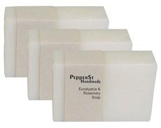 PepperSt Handmade Essential Oil Soap: Eucalyptus & Rosemary - 100g x 3