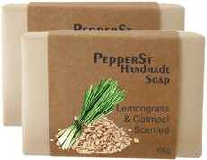 PepperSt Handmade Glycerine Soap - Lemongrass & Oats (2 x 100g)