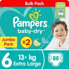 Pampers Baby Dry - Size 6 Twin Jumbo - 2x44 Nappies