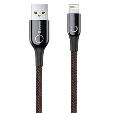 Baseus 1m - 2.4A LED C-Shaped USB Type-A 2.0 to Lightning Cable