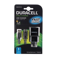 Duracell Fast Charging Wall Charger with 2m Type C USB2.0 Cable - Black