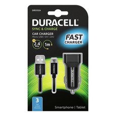 Duracell Fast Charging Car Charger with Micro USB Cable 2.4A - Black