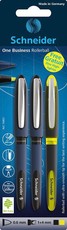Schneider: 2 One Business Black Pens 0.6mm + Free Yellow Highlighter