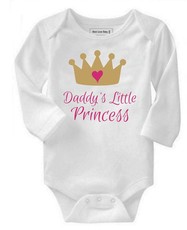 Qtees Africa Daddy's Little Princess Long Sleeve Baby Grow