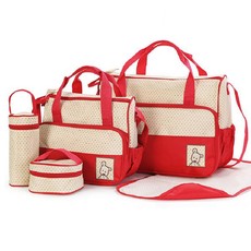 Multifunctional Baby Changing Diaper Handbag 5 Piece Set - Red