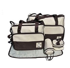 Multifunctional 5 Piece Nappy Bag - Brown