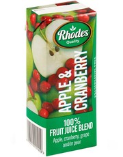 Rhodes 100% Fruit Juice Apple & Cranberry 24 x 200 ML