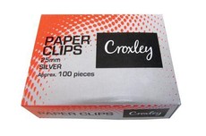 Croxley Silver Paper Clips - 25mm (Box of 100)