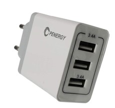 3 USB Ports PENERGY Travel Adapter Wall Charger 3.4A No Cable