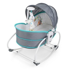 5-in-1 Rocking Bounce Chair with Removable Bassinet and Melody - Blue