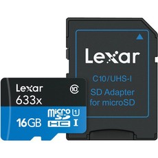 Lexar 16GB 633x UHS-1 MicroSDHC Card with Adapter