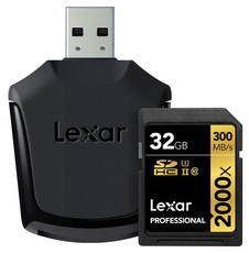 Lexar 32GB 300MB/s Professional 2000x UHS-ll SDHC Card with Reader