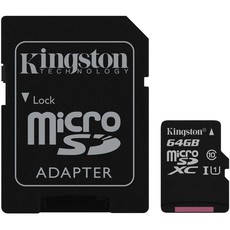Kingston 64GB microSDHC Canvas Select 80R CL10 UHS-I Card with SD Adapter