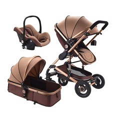 Baby stroller 3 in 1 newborn baby carriage - Khaki