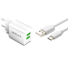 Gerlax 2.1A Dual USB Charger Adapter Micro USB