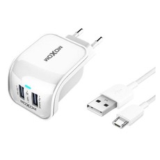 Moxom KH-25 Dual USB Fast Charger + Micro USB Cable for Samsung,Huawei,Sony