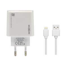 Moxom MX-HC20 Dual USB Fast Charger + Lightning Cable for Samsung, Huawei…