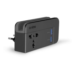 SBS Travel Wall Charger with EU, UK and USA plugs and 2 USB ports