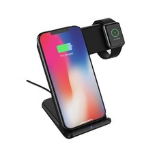 2-in-1 Wireless Charging Dock For iPhone & Apple Watch - Black