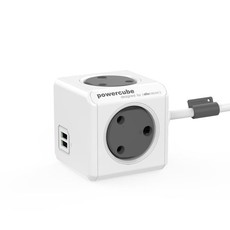 Allocacoc PowerCube Extended 1.5M Grey Type M Sockets x 4 + USB