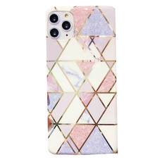 Funki Fish Geometric Marble Phone Case for iPhone 11 - Pink. Blue & Gold