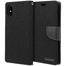 Goospery Canvas Diary Wallet Cover for iPhone X / XS - Black