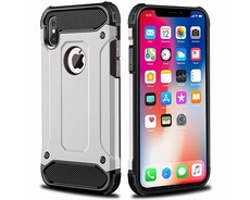 Shockproof Armour Hard Protective Case for iPhone X - Silver