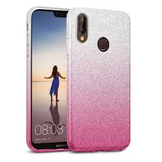 Tekron Glitter Sparkle Gradient Case for Huawei P20 Lite - Silver to Pink