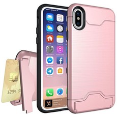 TUFF-LUV Shockproof Dual Layer Armour Case (with Stand & Card slot) for Apple iPhone X/XSRose Gold