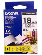 Brother TZ-241 18mm x 8m Black on White Laminated Tape