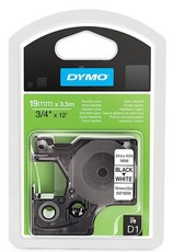 Dymo D1 19mm x 3.5m Black on White Flexible Nylon Tape