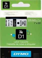 Dymo D1 Standard 24mm x 7m Black on White Label Cassette