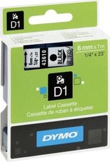 Dymo D1 Standard 6mm x 7m Black on Clear Label Cassette