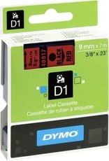 Dymo D1 Standard 9mm x 7m Black on Red Label Cassette