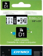 Dymo D1 Standard 9mm x 7m Black on White Label Cassette