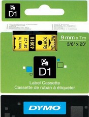Dymo D1 Standard 9mm x 7m Black on Yellow Label Cassette
