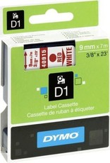 Dymo D1 Standard 9mm x 7m Red on White Label Cassette