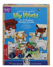 RGS Group My World Wooden Puzzle - 4 X 9-10 Piece Puzzles